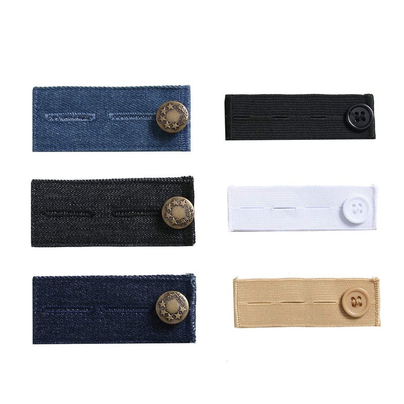 Zousen Denim Waist Extenders for Men and Women(6 Pack), Adjustable Waistband Expanders for Jeans Trousers Pants Buttons Extender Set - Image 3